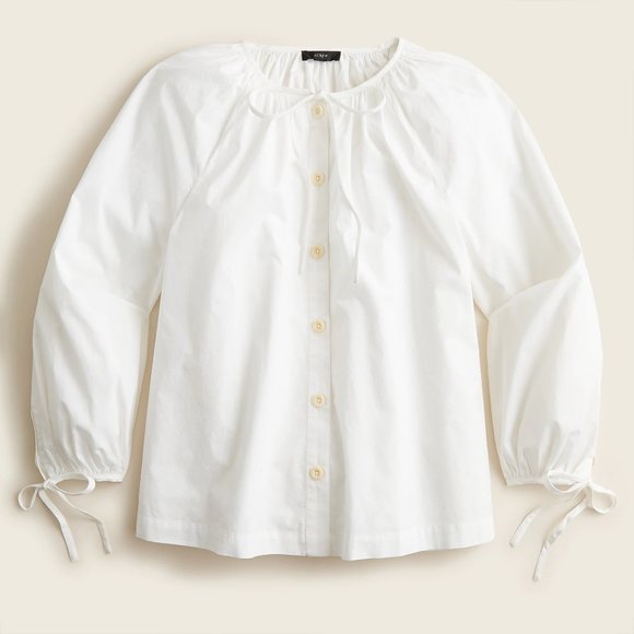 J. Crew Tops - J. Crew Tie-sleeve Cotton Blouse